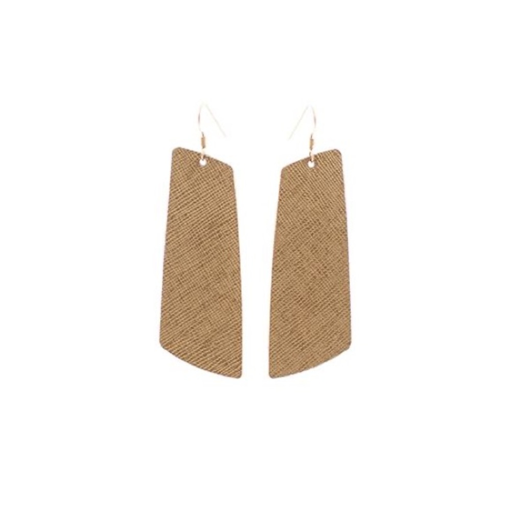 Nickel & Suede Antique Brass Leather Gem Earrings